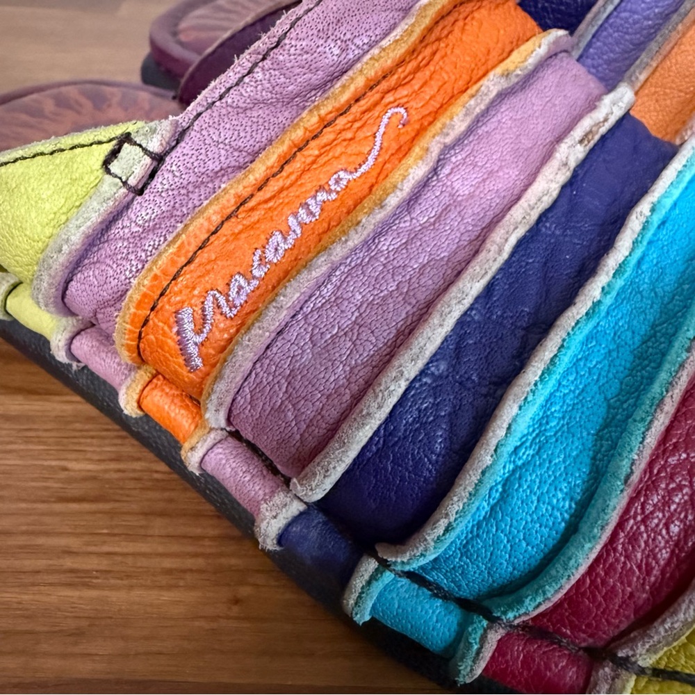 Macanna Italy Multicolor Rainbow Patchwork Leathe… - image 5
